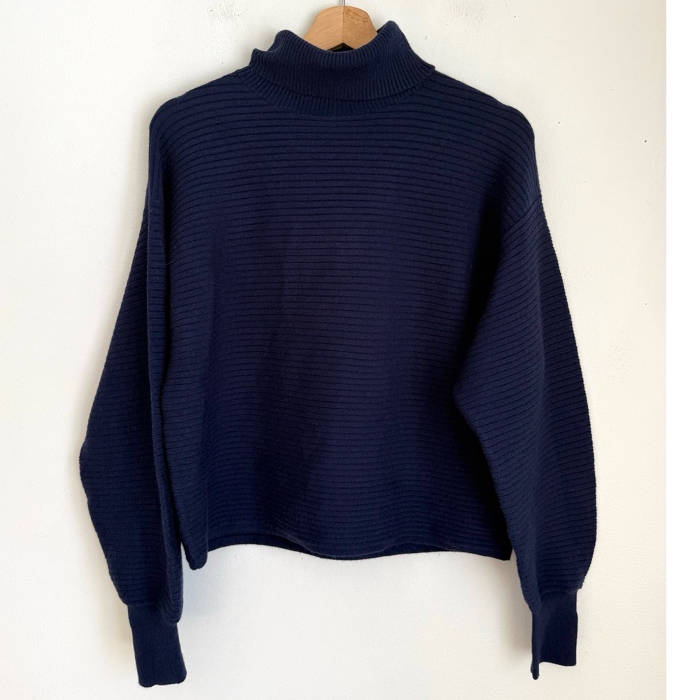 Good American Navy Ribbed Turtleneck Sweater - Picture 2 of 6